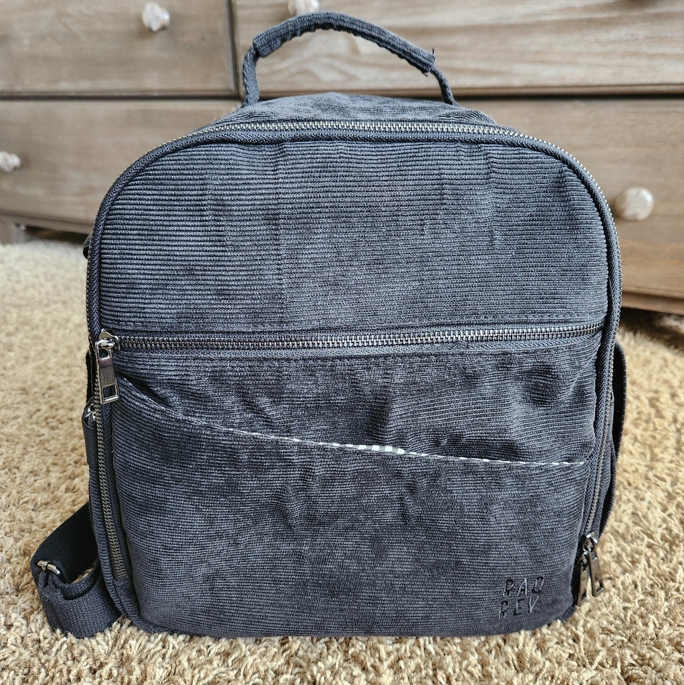 Rad Rev Kids Diaper / Travel Backpack Bag - Black Corduroy